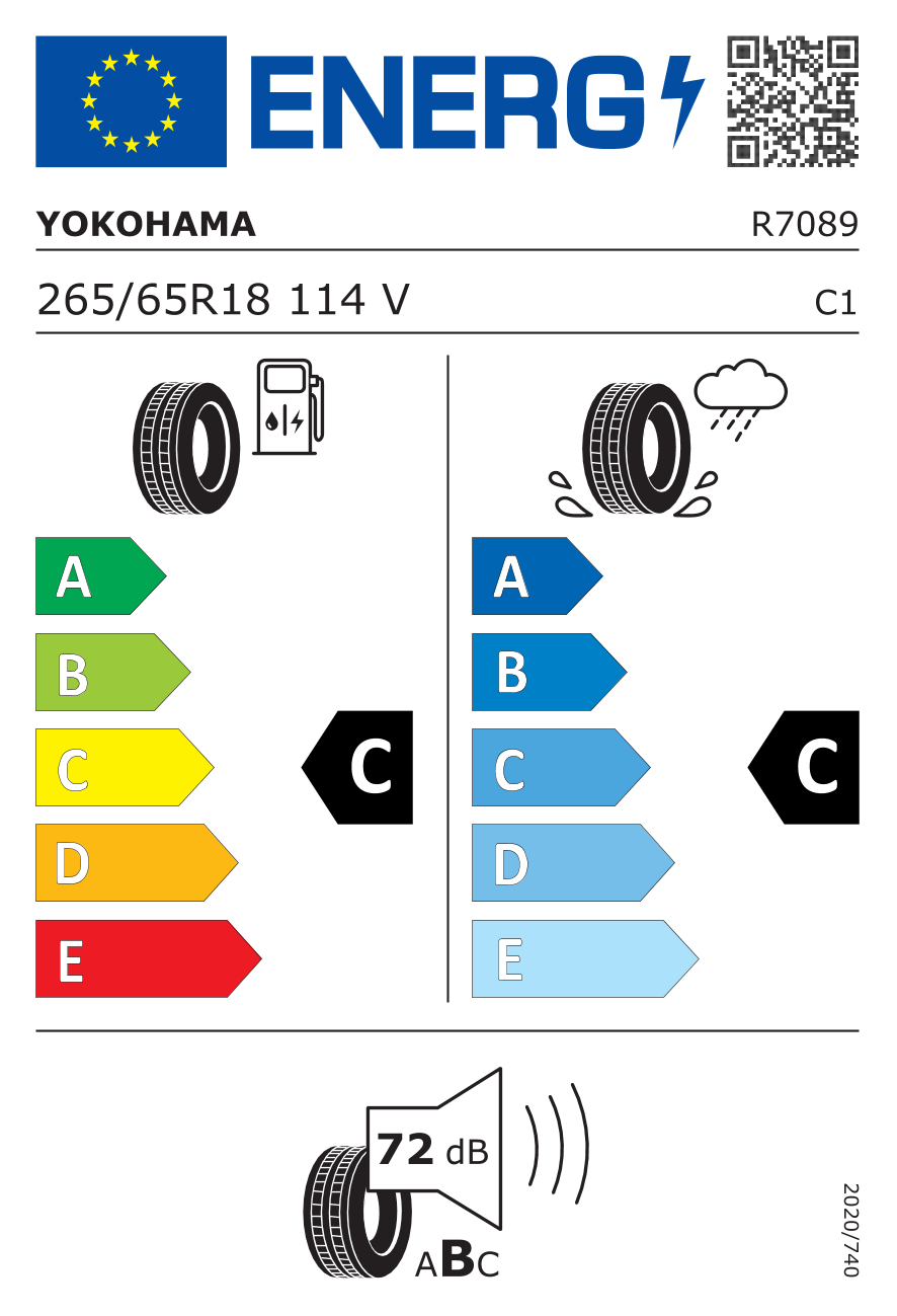 Image of tyre specifications with eprel code 1809703